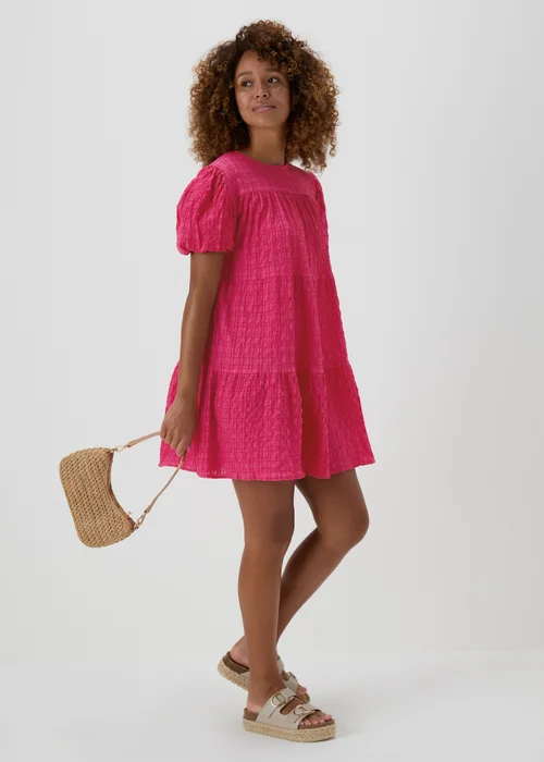 Pink Textured Smock Dress - 8 Image 4