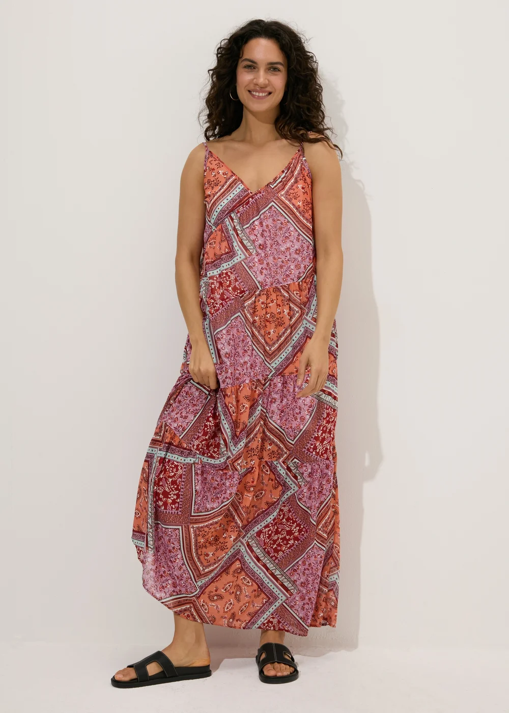 Multicolour Patchwork Print Cami Dress - 8 Image 1