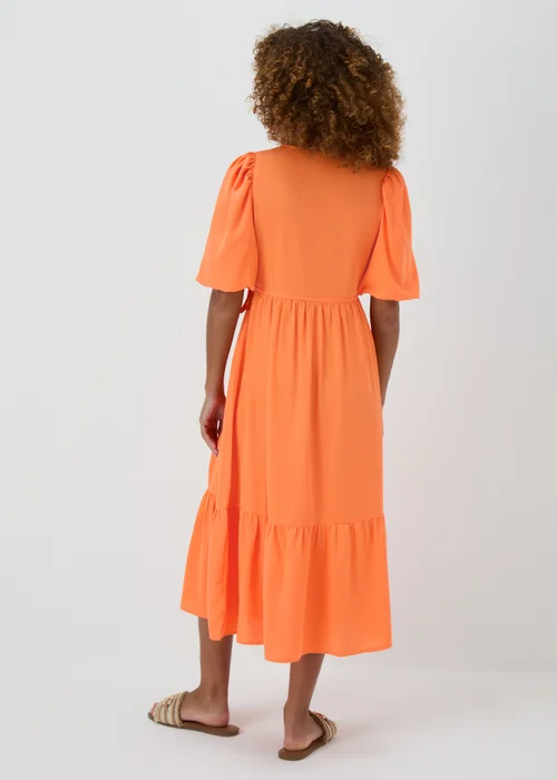 Orange Wrap Smock Midi Dress - 8 Image 2