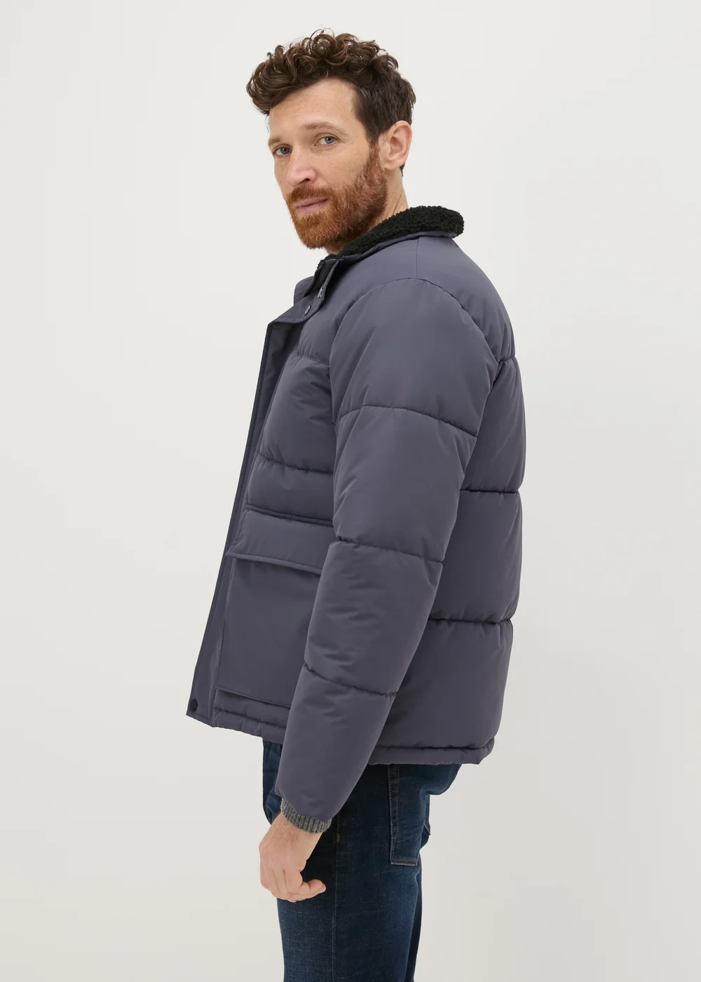 Lincoln Grey Heavy Puffer Jacket - Small Image 2