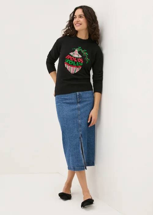 Black Sequin Christmas Jumper - Extra small Image 1