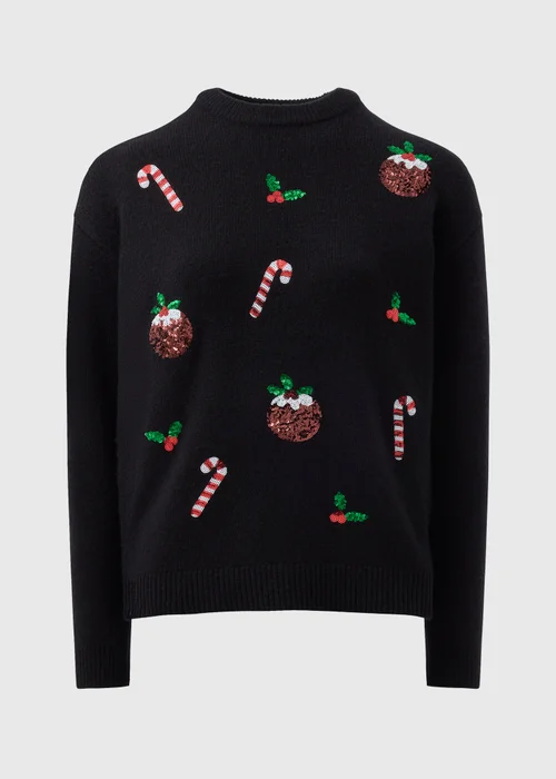 Black Sequin Christmas Jumper - Extra small Image 3
