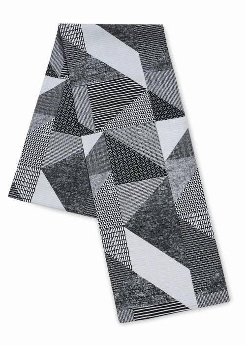 Catherine Lansfield Grey Larsson Geo Cotton Dining Table Runner (32x220 cm) - Large Image 1