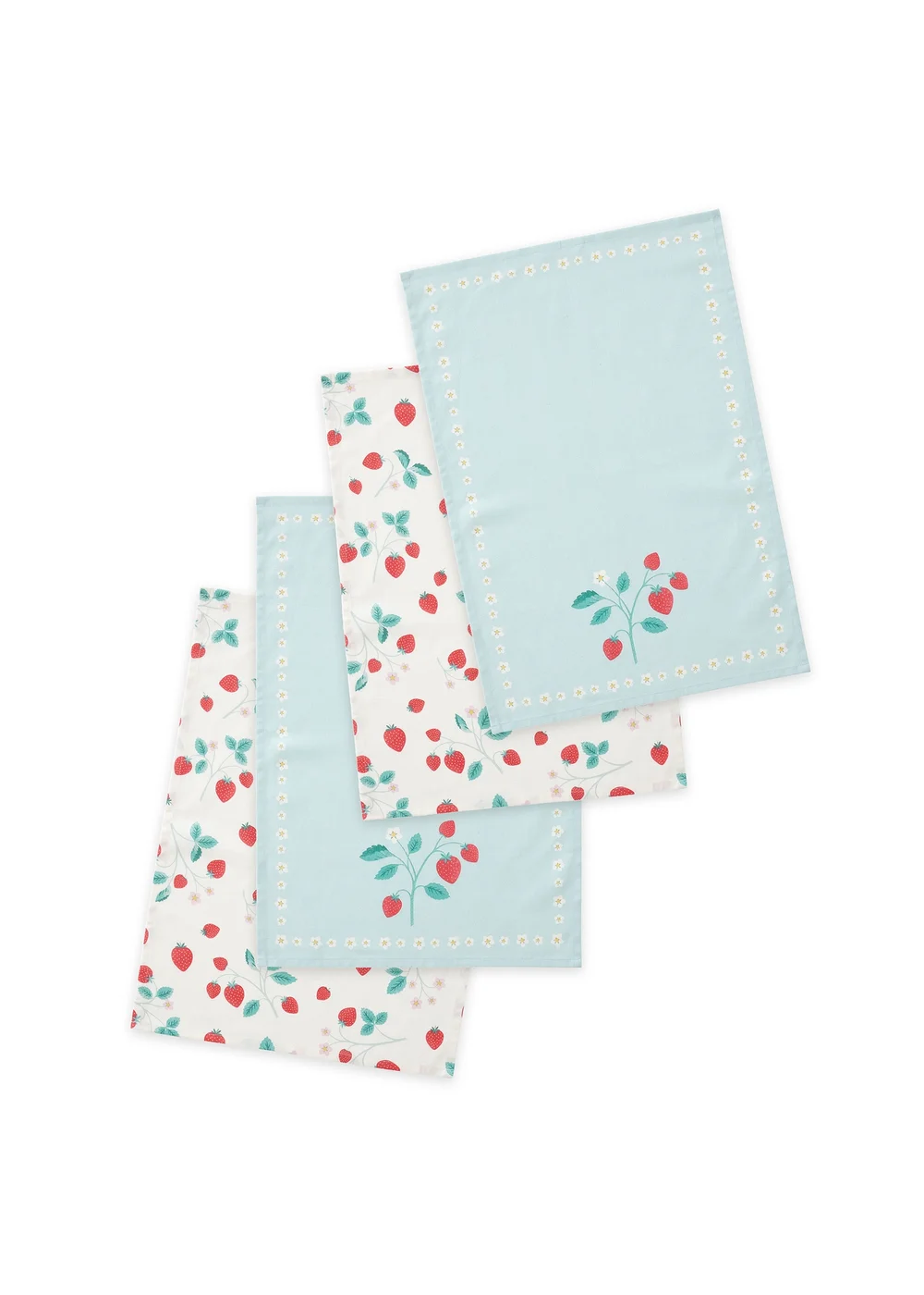 Catherine Lansfield Cream Strawberry Garden Cotton Towel Pack of 4 (50x70 cm) - One Size Image 1