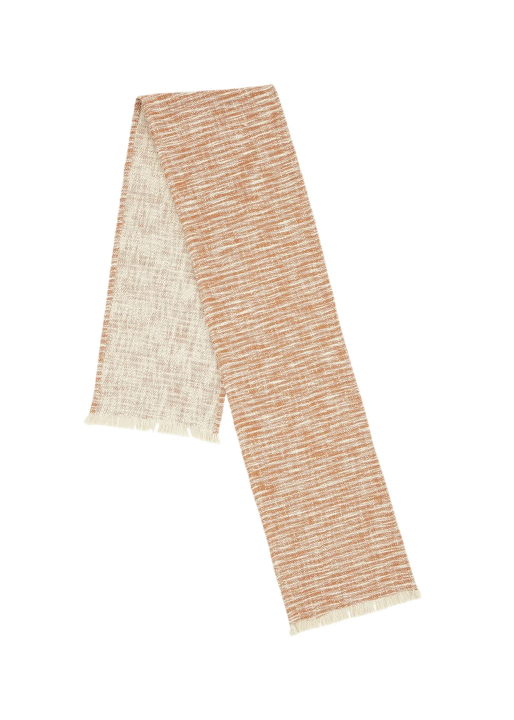 Pineapple Elephant Terracotta Textured Frayed Edge Cotton Dining Table Runner (33x220 cm) - Large Image 1