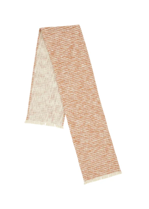 Pineapple Elephant Terracotta Textured Frayed Edge Cotton Dining Table Runner (33x220 cm) - Large Image 1