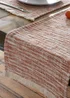 Pineapple Elephant Terracotta Textured Frayed Edge Cotton Dining Table Runner (33x220 cm) - Large Image 4