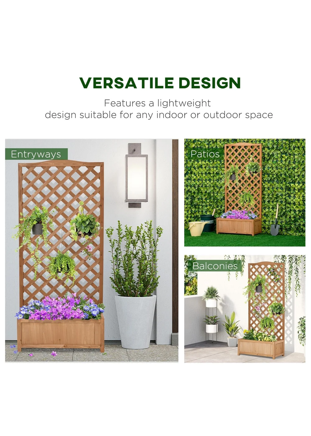 Outsunny Brown Garden Wooden Planter Box (76x36x170cm) - One Size Image 4