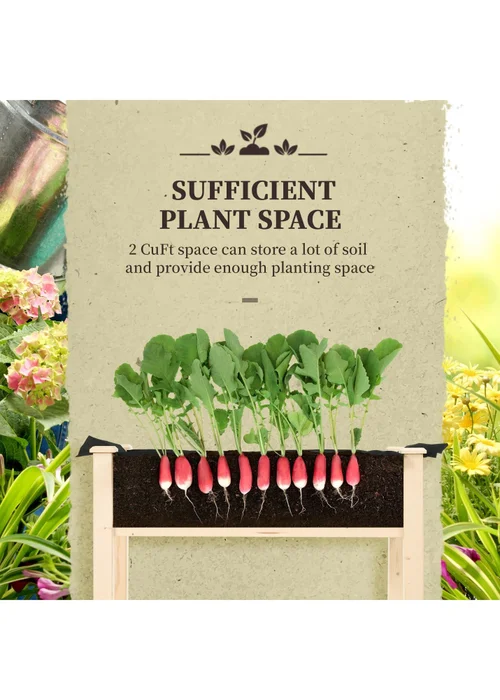 Outsunny Garden Wooden Planter Flower Raised Bed Herb Grow Box Container - One Size Image 4