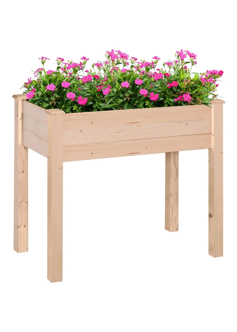 Outsunny Garden Wooden Planter Flower Raised Bed Herb Grow Box Container - One Size Image 2