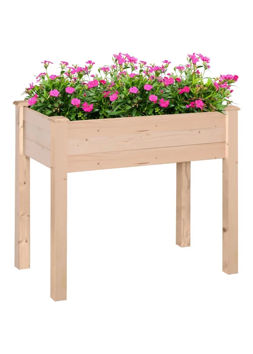 Outsunny Garden Wooden Planter Flower Raised Bed Herb Grow Box Container - One Size Image 2