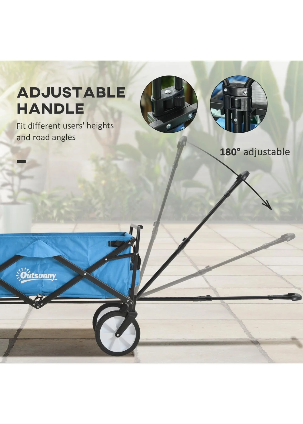 Outsunny Blue Folding Outdoor Storage Trolley Cart (90L) - One Size Image 5