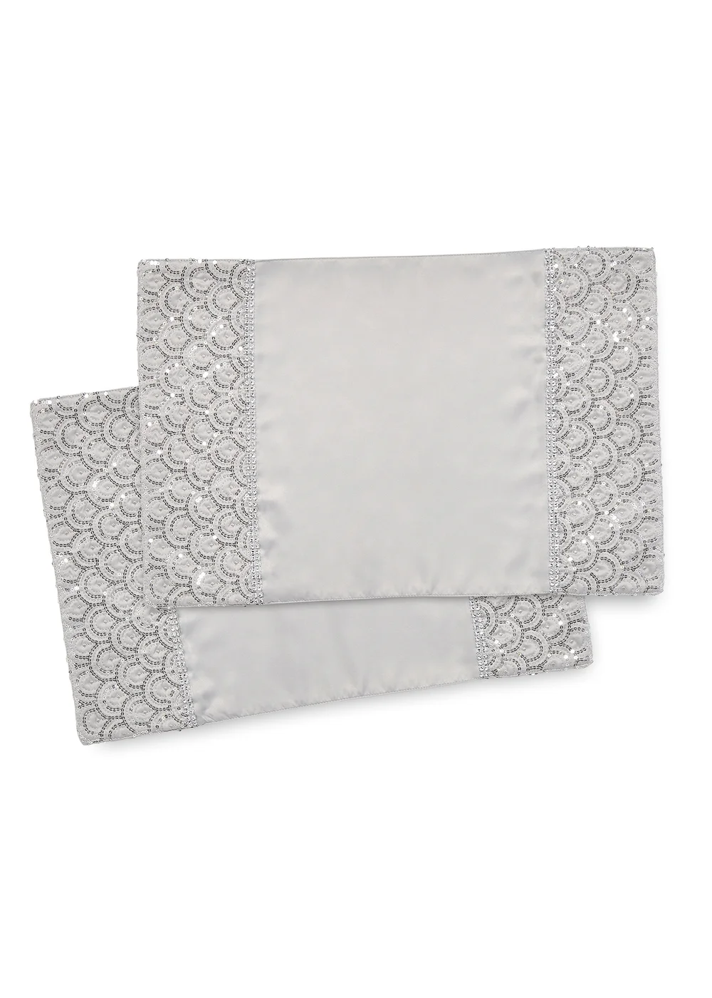 Catherine Lansfield Silver Deco Sequin Dining Place Mat 4 Pack (30x46 cm) - One Size Image 1