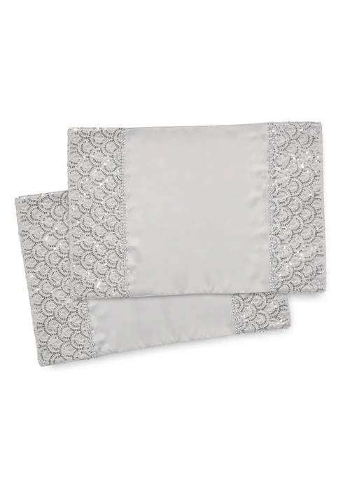Catherine Lansfield Silver Deco Sequin Dining Place Mat 4 Pack (30x46 cm) - One Size Image 1