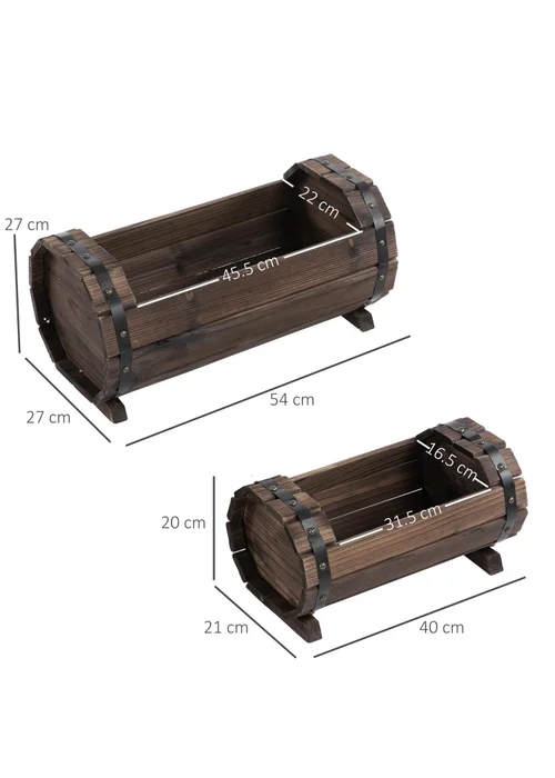 Outsunny Brown Wooden Flower Plant Pot 2PCs (56L) - One Size Image 3