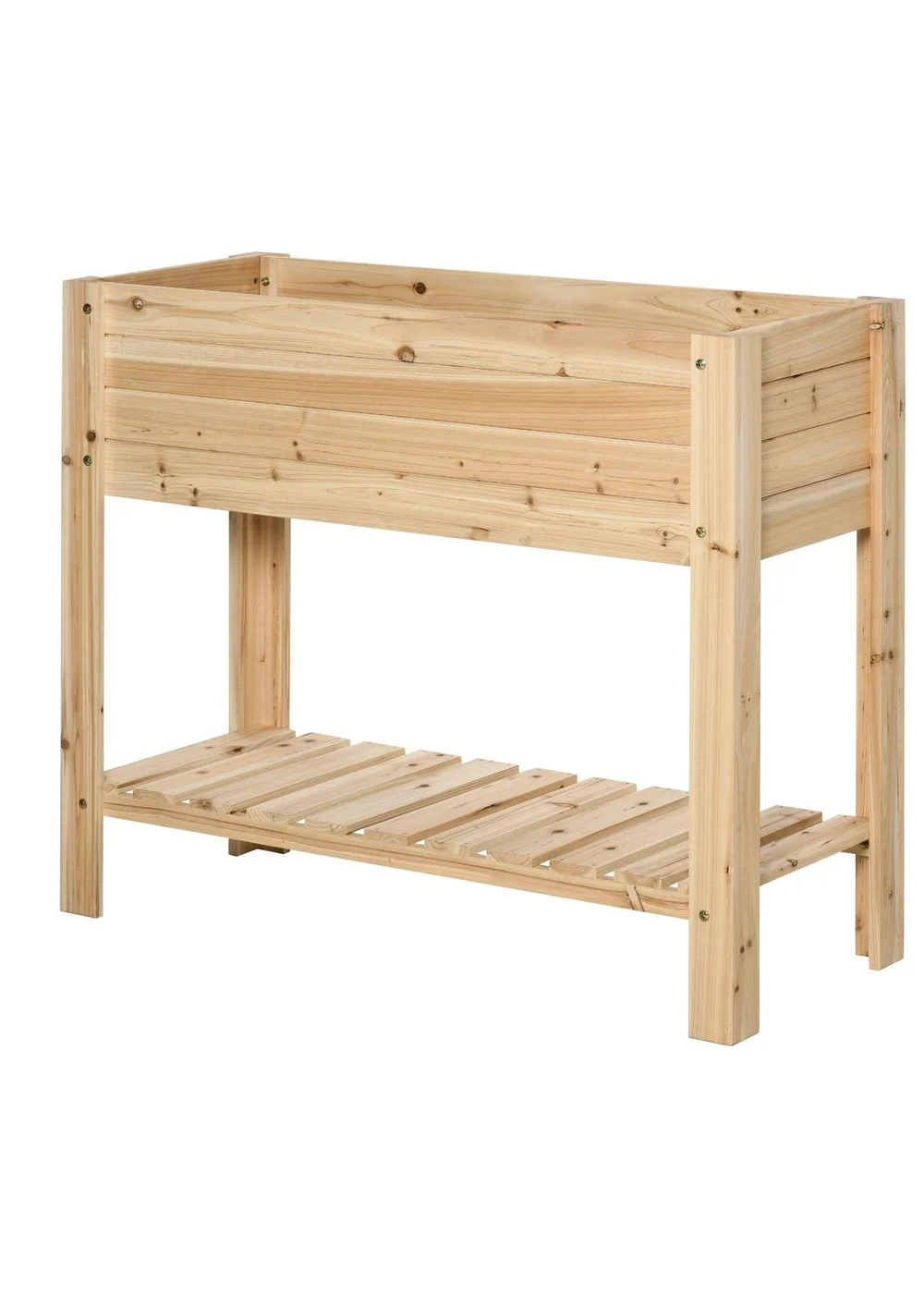 Outsunny Wooden Raised Garden Bed Plant Stand Box with Clapboard 100 x 40 x 84cm - One Size Image 2
