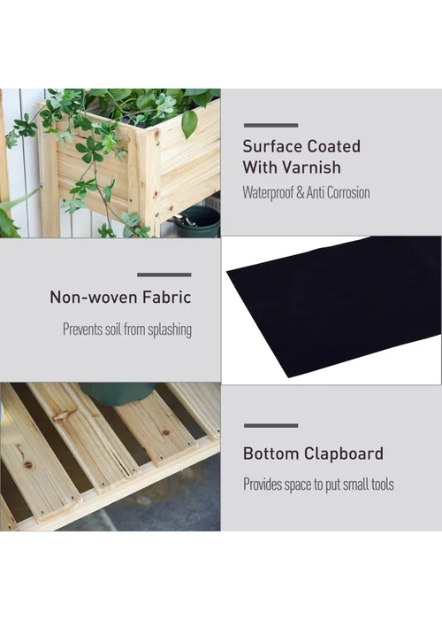 Outsunny Wooden Raised Garden Bed Plant Stand Box with Clapboard 100 x 40 x 84cm - One Size Image 5