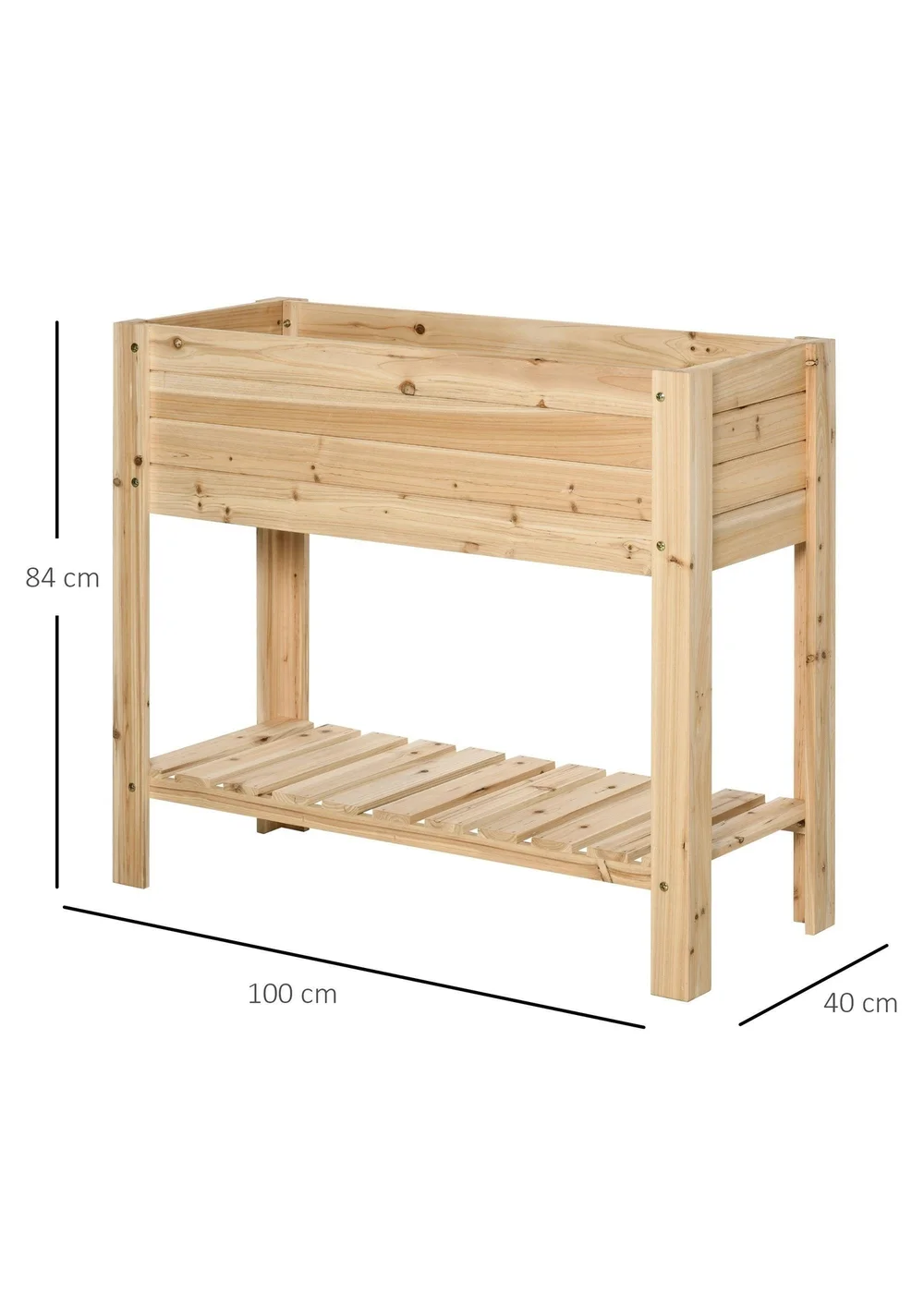 Outsunny Wooden Raised Garden Bed Plant Stand Box with Clapboard 100 x 40 x 84cm - One Size Image 3