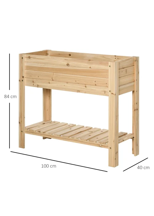 Outsunny Wooden Raised Garden Bed Plant Stand Box with Clapboard 100 x 40 x 84cm - One Size Image 3