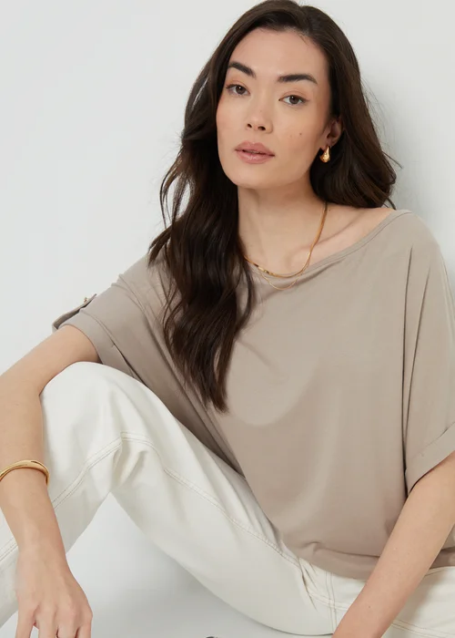 Threadbare Stone Lilou Batwing Sleeve Slash Neck Tunic Top - Small Image 3