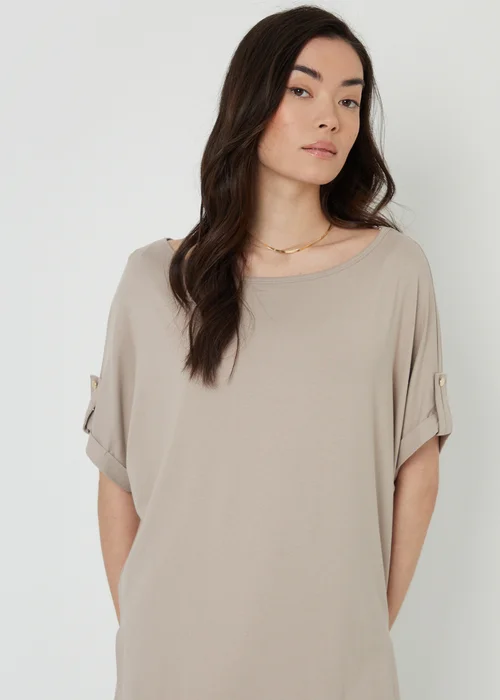 Threadbare Stone Lilou Batwing Sleeve Slash Neck Tunic Top - Small Image 1
