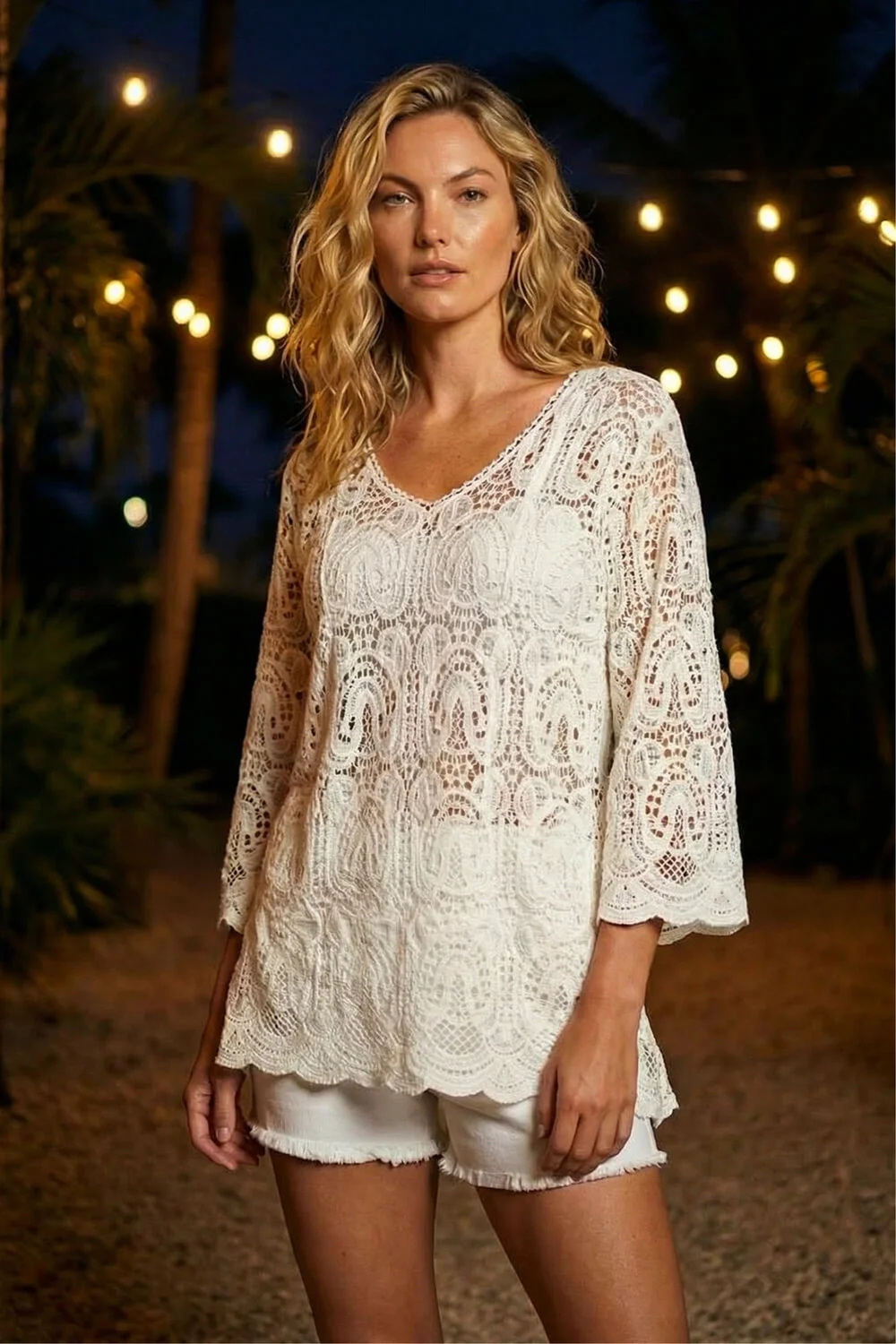 Roman White Cotton Crochet Tunic Top - 18 Image 2
