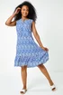 Roman Petite Blue Petite Aztec Print Frill Hem Shift Dress - 6 Image 2