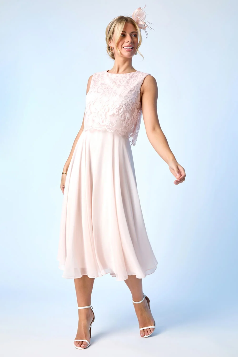 chiffon overlay dress uk Ivory Petite Floral Chiffon Blouson Overlay Dress