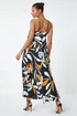 Roman Orange Floral Border Print Strappy Trapeze Dress - 12 Image 3