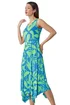 Roman Turquoise Tropical Print Pleated Maxi Asymmetric Dress - 18 Image 1