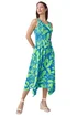 Roman Turquoise Tropical Print Pleated Maxi Asymmetric Dress - 18 Image 2
