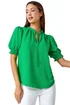 Roman Green Frill Neck Plain Tie Detail Top - Size 26 Image 1