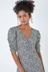 Roman Dusk Black Ditsy Floral Ruched Puff Sleeve Dress - 18 Image 4