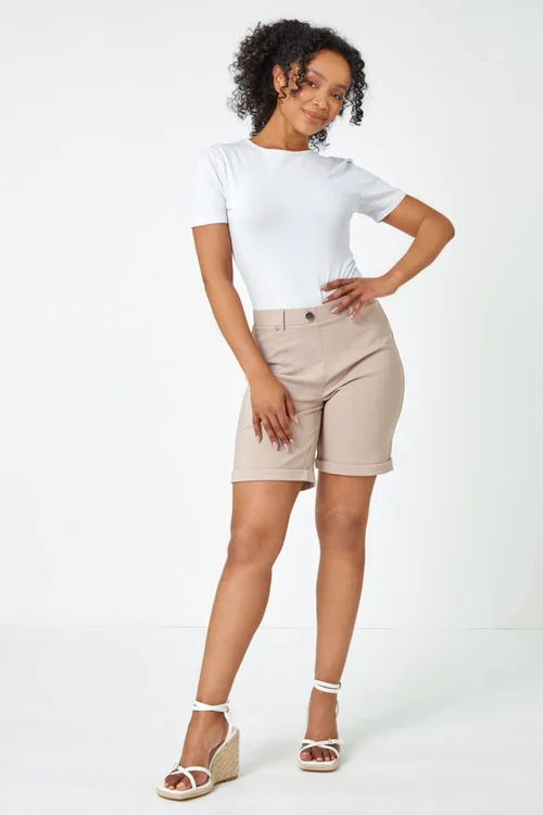 Roman Natural Petite Turned Hem Elastic Waist Shorts - 18 Image 3