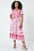 Roman Petite Pink Petite Floral Print Tiered Boho Dress - 12 Image 2