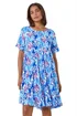 Roman Blue Aztec Print Tiered Smock Dress - 10 Image 1