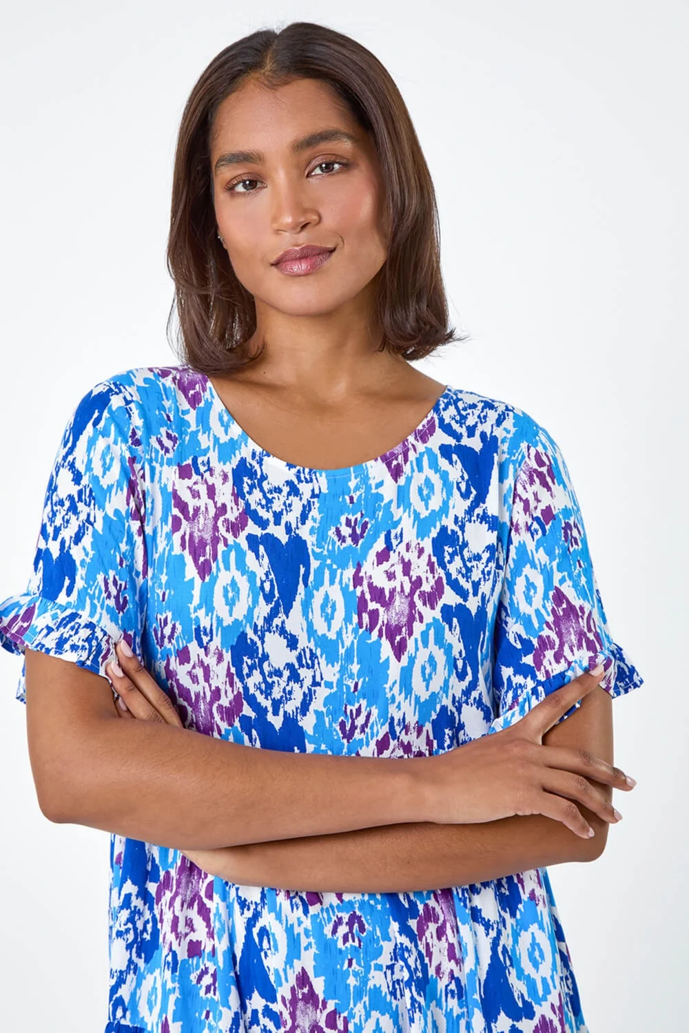 Roman Blue Aztec Print Tiered Smock Dress - 10 Image 4