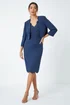 Roman Navy 3/4 Sleeve Cropped Scallop Edge Smart Jacket - 14 Image 2