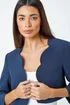 Roman Navy 3/4 Sleeve Cropped Scallop Edge Smart Jacket - 14 Image 4