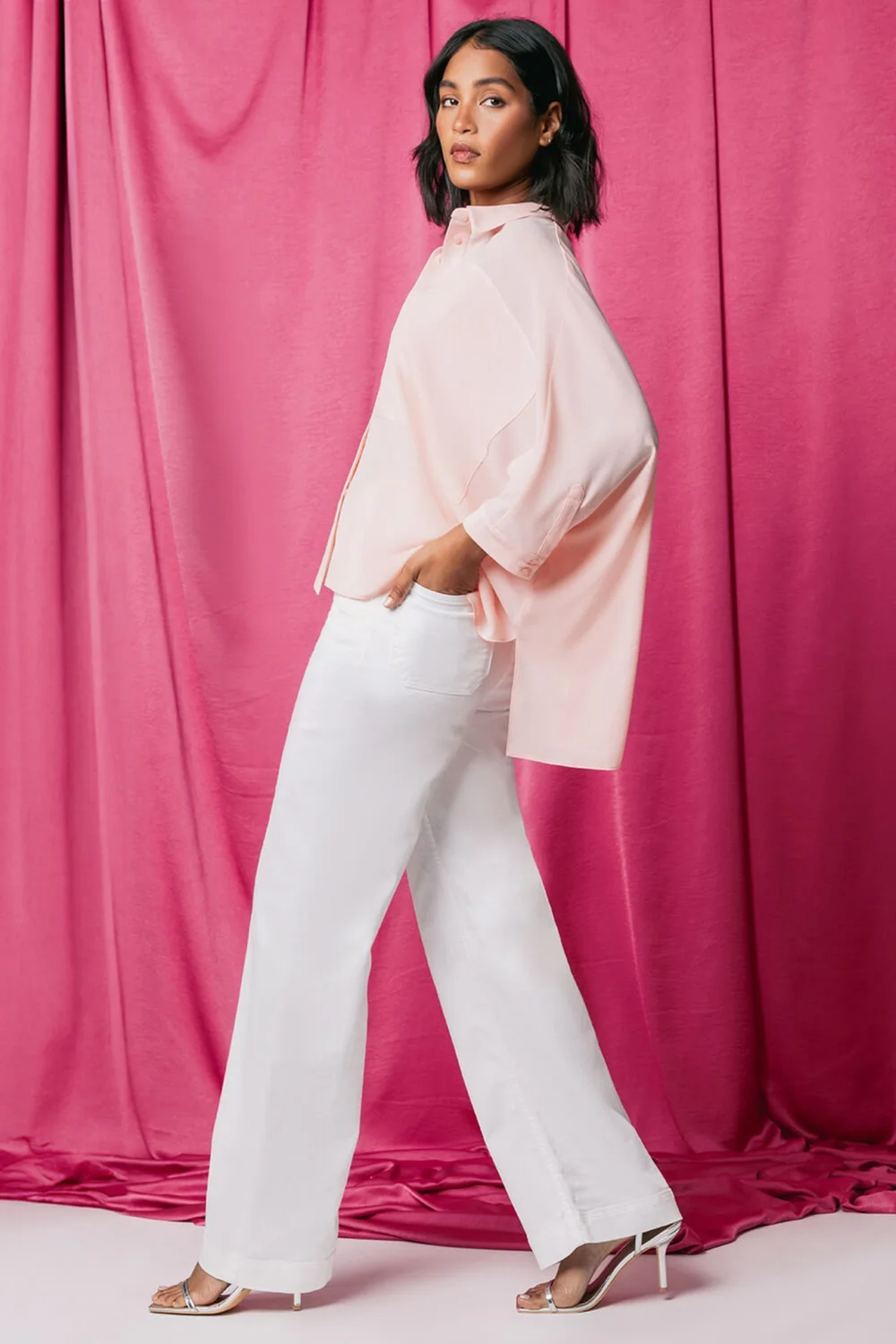 Roman White Cotton Blend Wide Leg Stretch Jeans - 10 Image 3