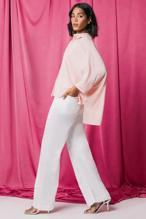 Roman White Cotton Blend Wide Leg Stretch Jeans - 10 Image 3