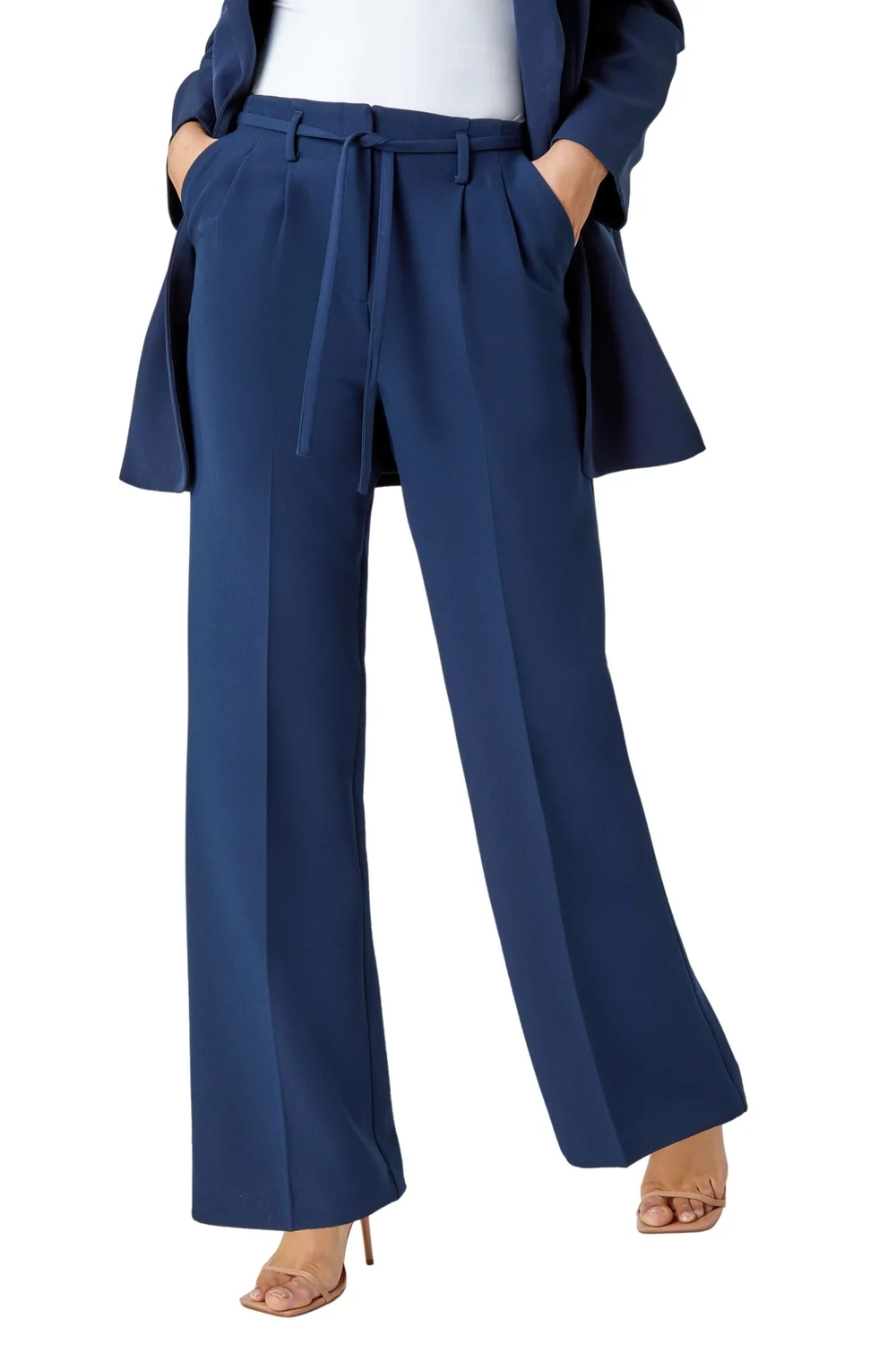 Roman Navy Crepe Stretch Straight Leg Trousers - 22 Image 1