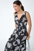 Roman Black Floral Embroidered Cotton Blend Dress - Size 10 Image 3