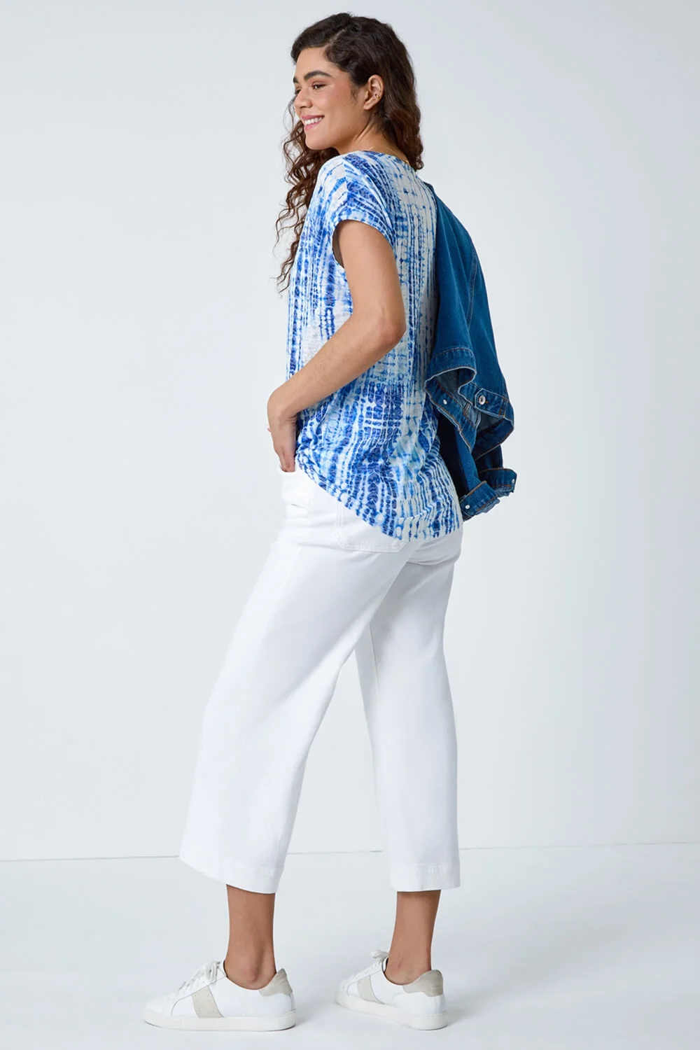 Roman Blue Textured Tie Dye Cocoon Top - 10 Image 4