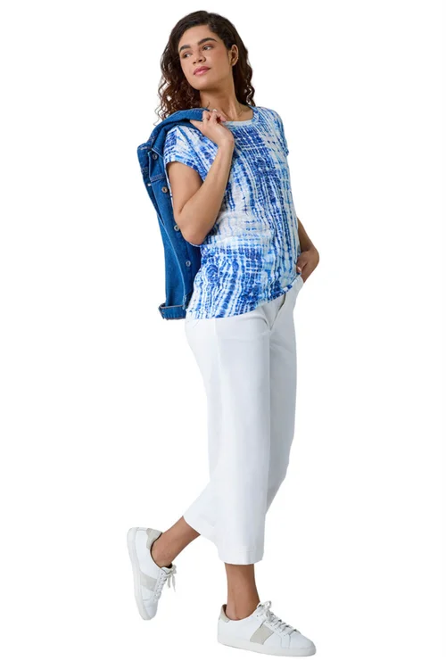 Roman Blue Textured Tie Dye Cocoon Top - 10 Image 2
