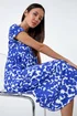Roman Dusk Blue Abstract Print Stretch Pocket T-Shirt Dress - 8 Image 3