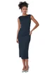 Roman Dusk Navy Ruched Cowl Neck Midi Dress - 14 Image 2