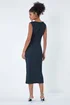 Roman Dusk Navy Ruched Cowl Neck Midi Dress - 14 Image 4