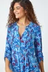 Roman Blue Abstract Spot V-Neck Pintuck Stretch Top - Size 22 Image 4