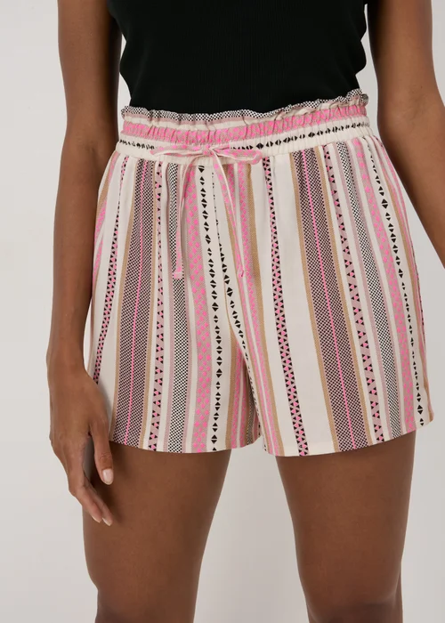 Pink Stripe Viscose Shorts - Size 8 Image 3